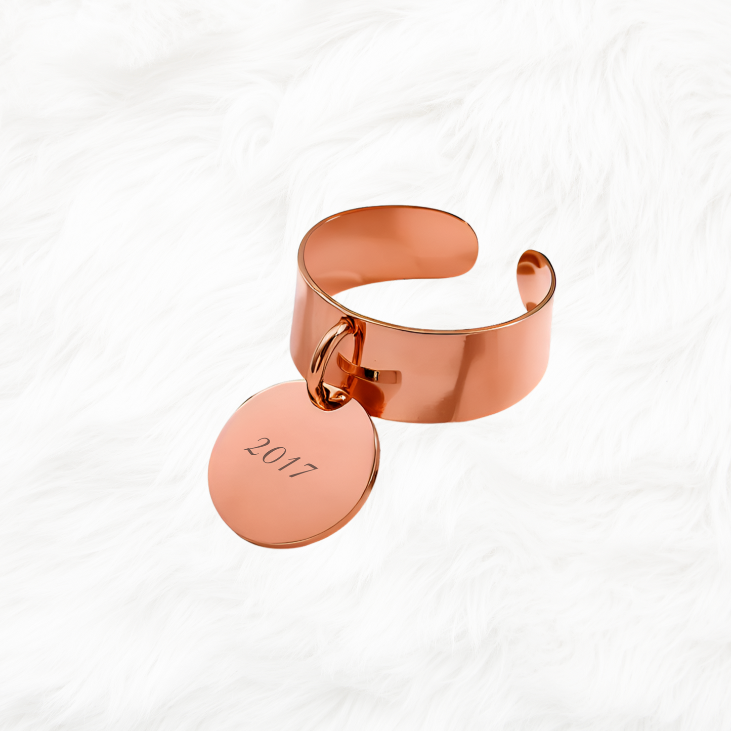 Bague pour femme en acier inoxydable doré à l'or fin couleur rose gold, a graver et a personnaliser, hyper tendance 