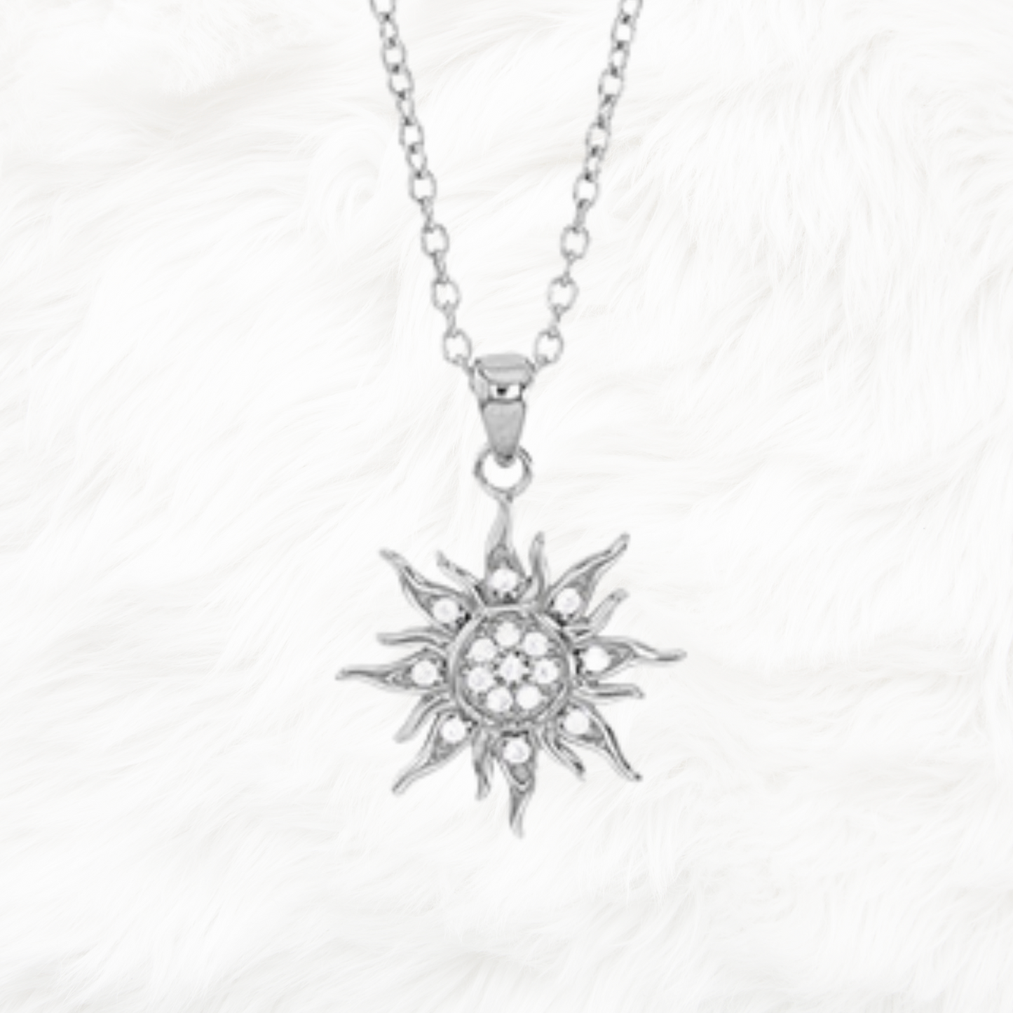 Collier soleil avec oxydes de zirconium, argent 925