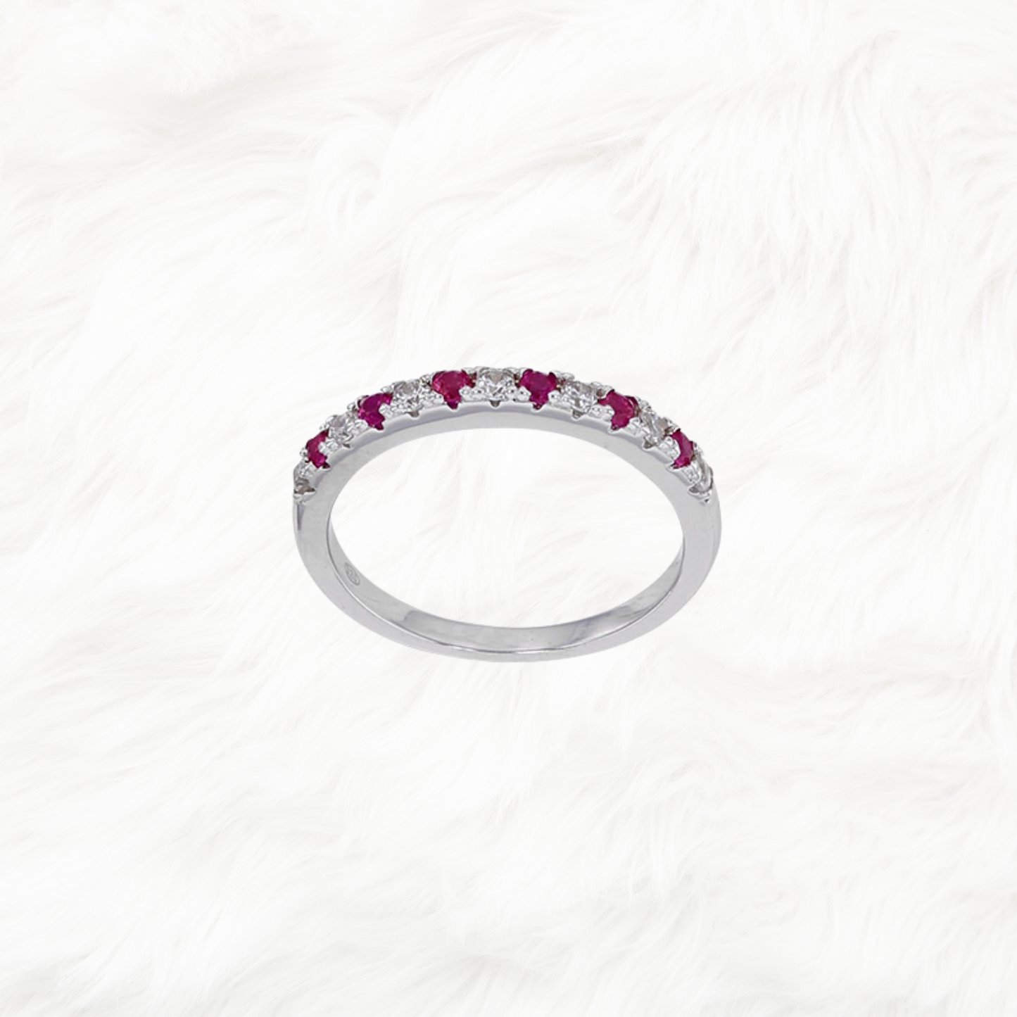 Alliance en argent et oxyde de zirconium rouge rubis, bague royal pour mariage 